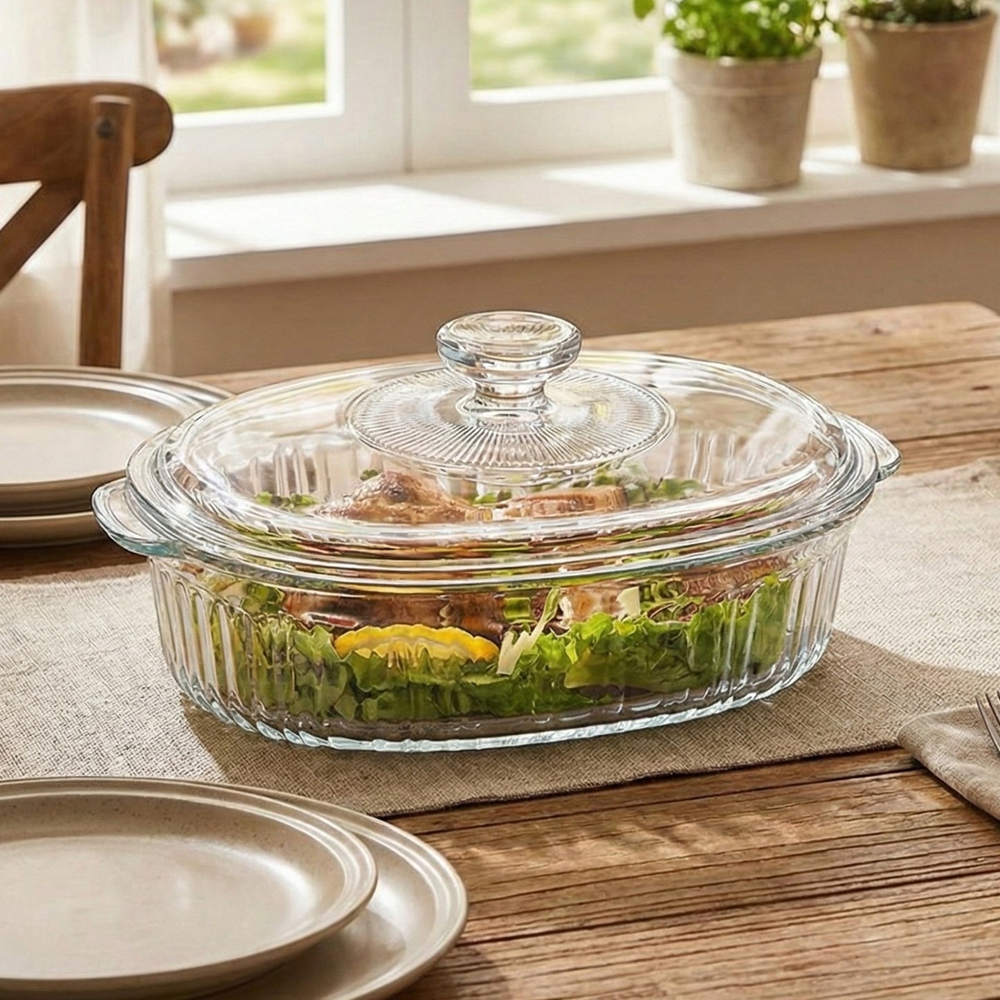 Premium Glass Casserole Dish with Lid (1.8L)
