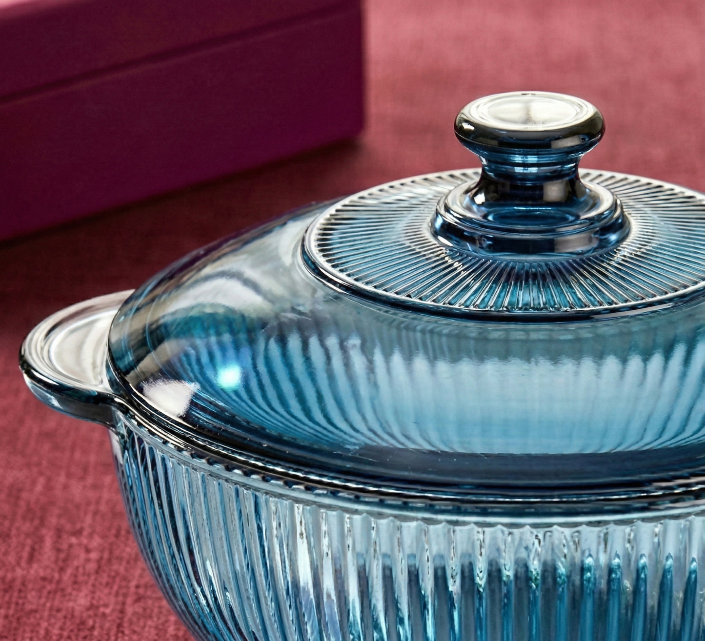 Aqua Blue Glass Casserole 1.5L