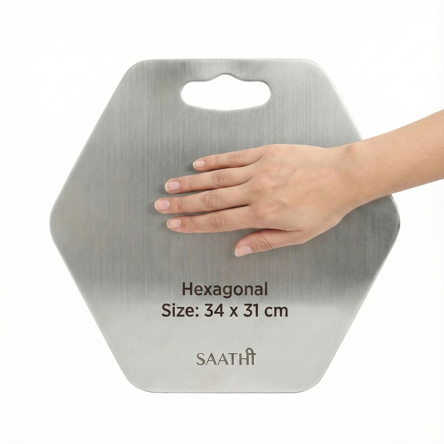 Premium Stainless Steel Chopping Board Hexagon 34 x 31 cm