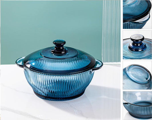 Aqua Blue Glass Casserole 1.5L