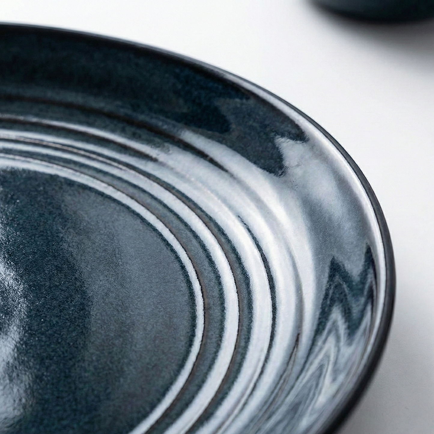 Midnight Blue Ripple Handcrafted Ceramic Dinnerware Set of 3