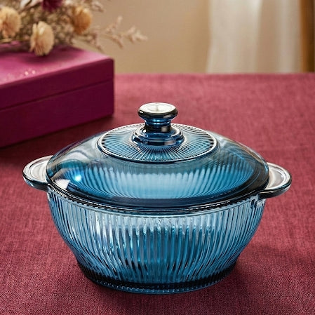 Aqua Blue Glass Casserole 1.5L