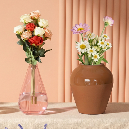 Close up of realistic mini vase in a white mini pitcher magnet for refrigerator
