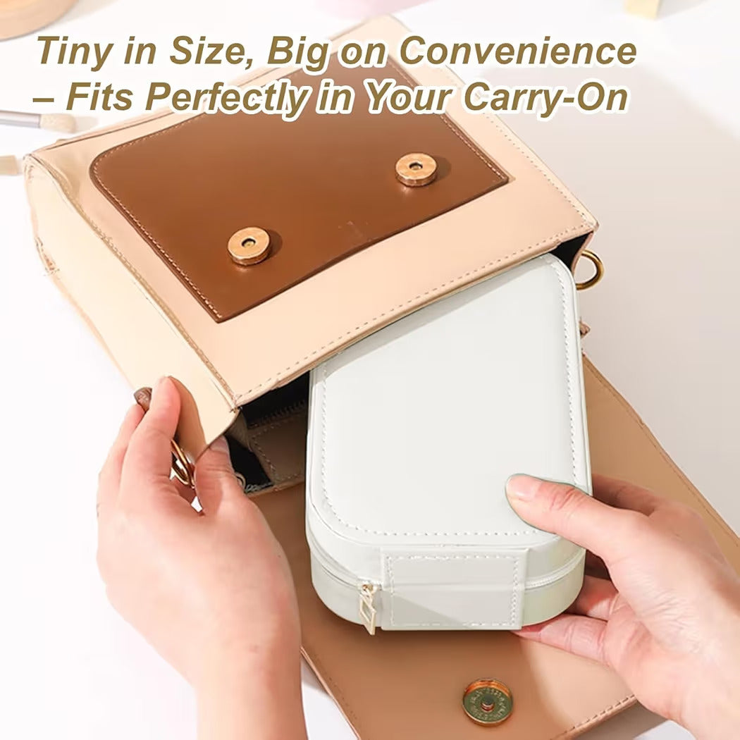 Travel Makeup Box with LED Mirror | Compact Beauty & Jewelry Case White