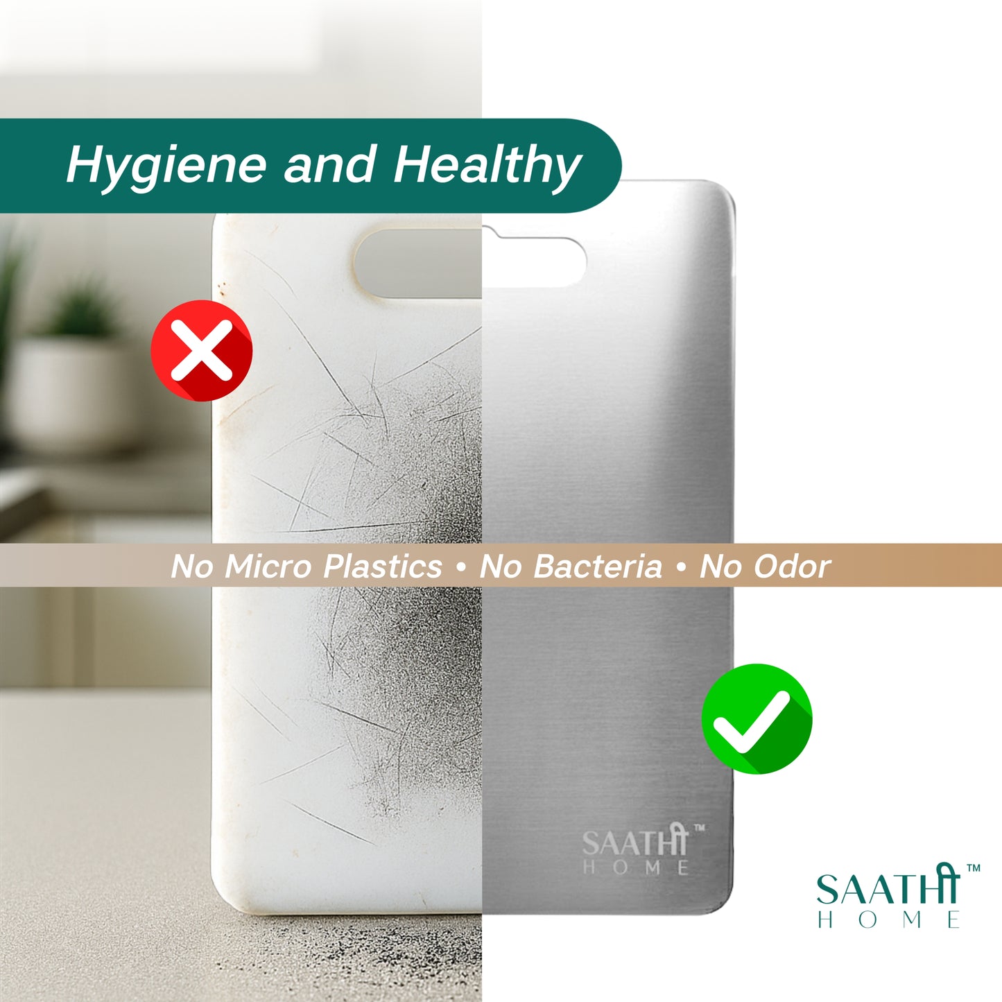 Premium Stainless Steel Chopping Board Medium 35 x 25 cm