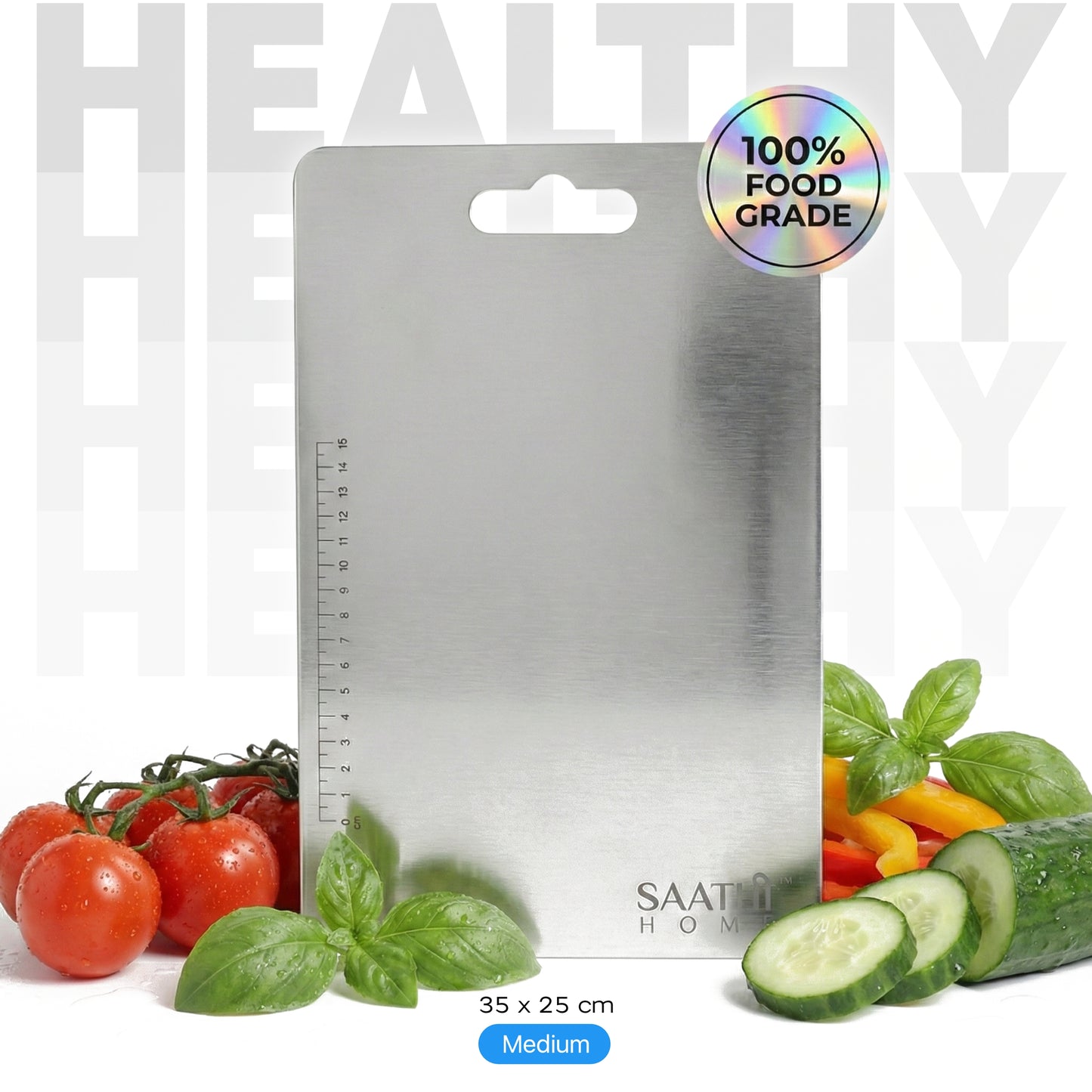 Premium Stainless Steel Chopping Board Medium 35 x 25 cm