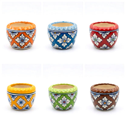 Handcrafted Floral Ceramic Planters | Multicolored Bohemian Succulent Pots