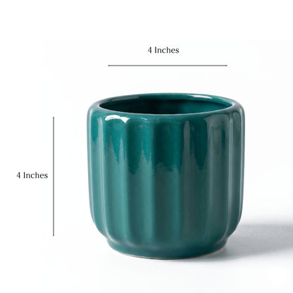 Fluted Ceramic Cylinder Planter | Modern Ribbed Pot for Indoor Plants