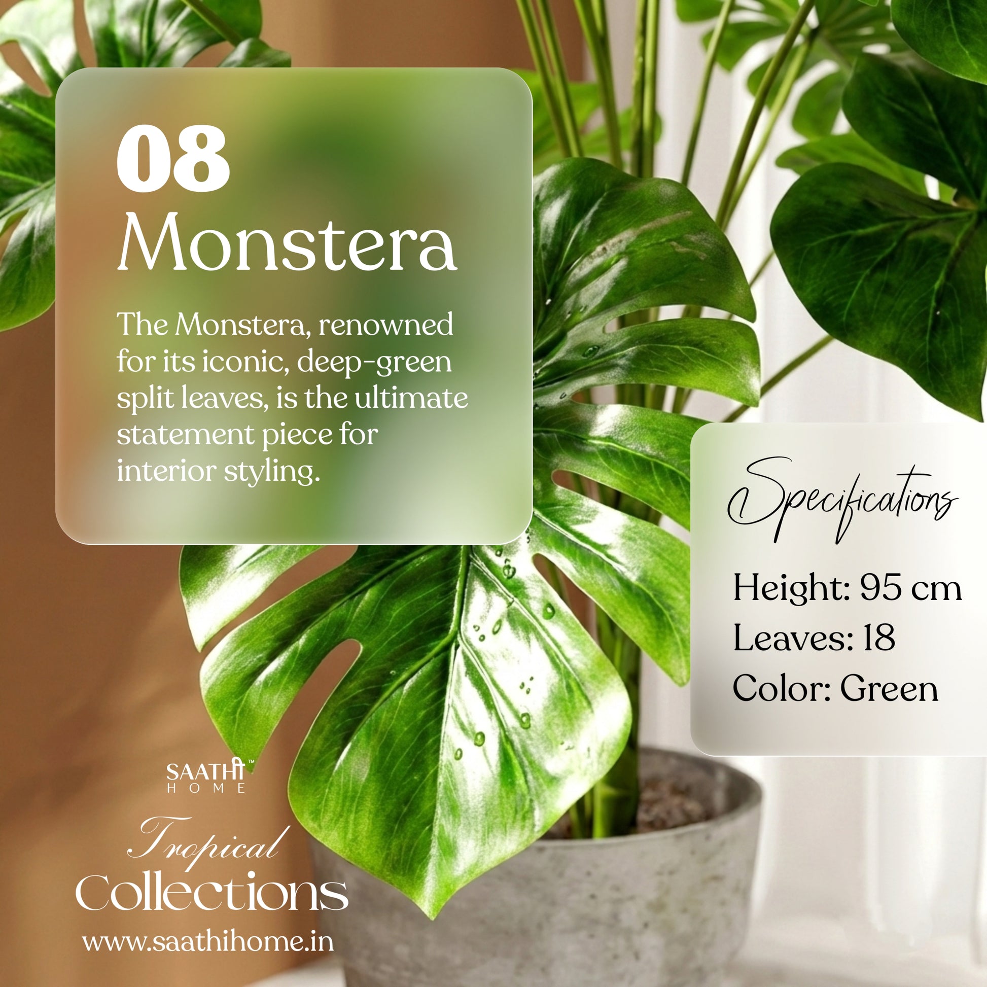 premium monstera deliciosa Premium Artificial Monstera Deliciosa Plant | 95cm Faux Tropical Decor