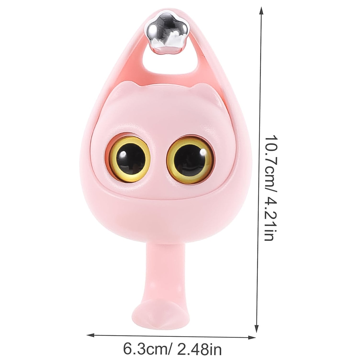 Dimensions schematic of the pink cat wall hook showing a total height of 10.7 centimeters (4.21 inches) and a width of 6.3 centimeters (2.48 inches).