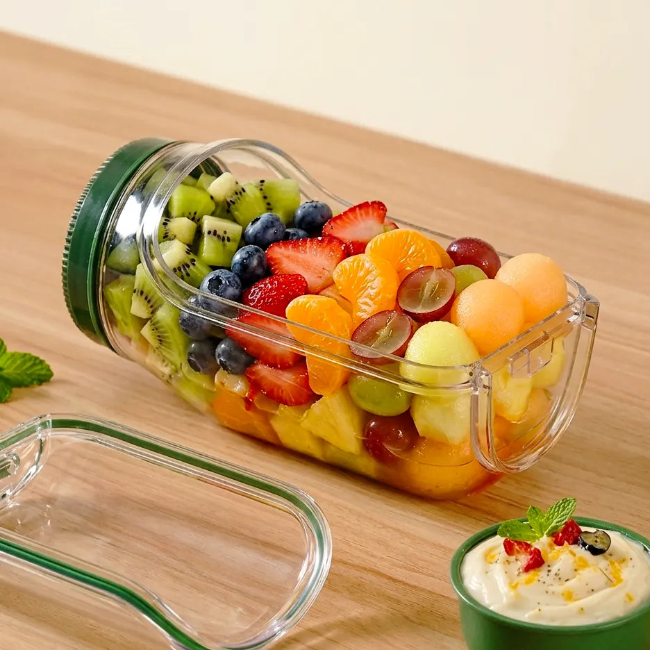 Portable 2 In 1 Salad Jar 1200ml with Built-in Dressing Container