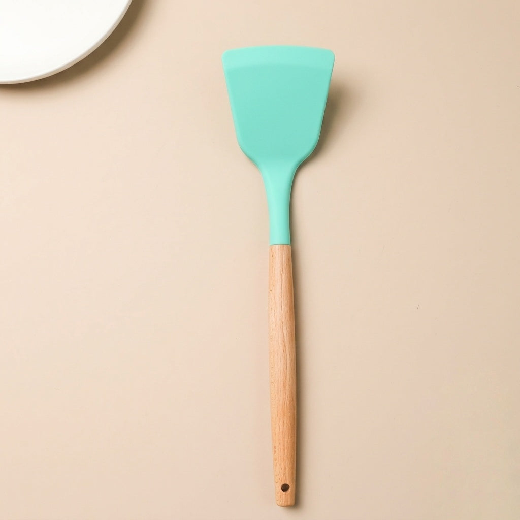 Premium 12-Piece Silicone Cooking Utensils Set with Natural Wood Handles