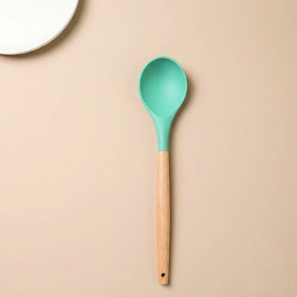 Premium 12-Piece Silicone Cooking Utensils Set with Natural Wood Handles