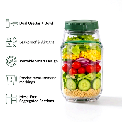 SaathiHome Viral Portable Salad Jar with Built-in Dressing Container