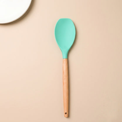 Premium 12-Piece Silicone Cooking Utensils Set with Natural Wood Handles