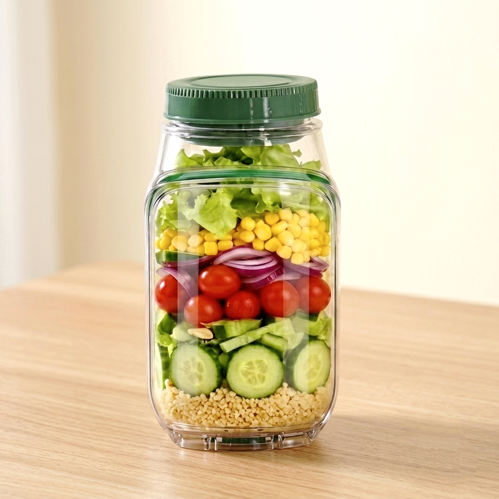 SaathiHome Viral Portable Salad Jar with Built-in Dressing Container