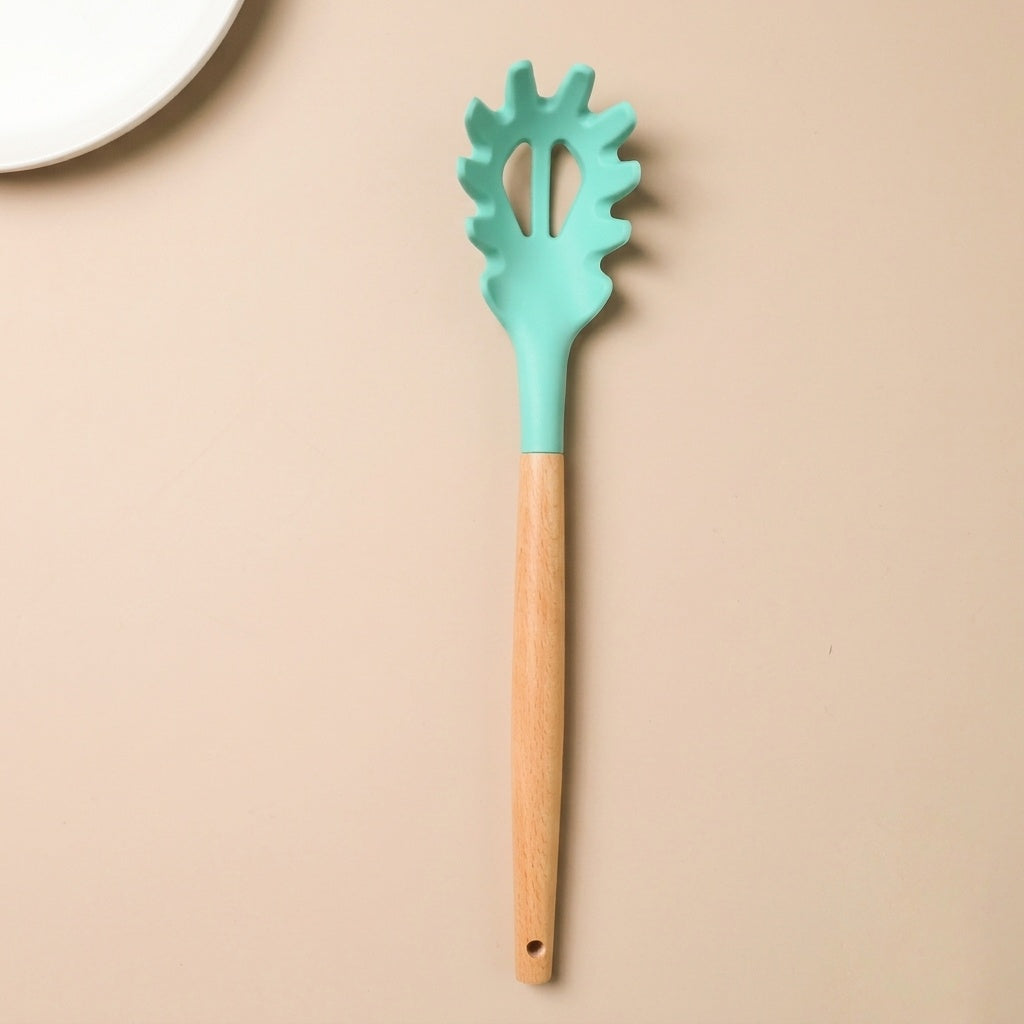 Premium 12-Piece Silicone Cooking Utensils Set with Natural Wood Handles