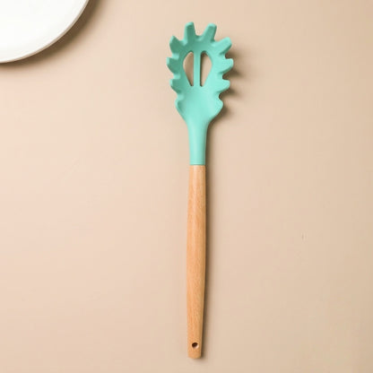 Premium 12-Piece Silicone Cooking Utensils Set with Natural Wood Handles