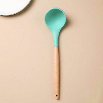 Premium 12-Piece Silicone Cooking Utensils Set with Natural Wood Handles