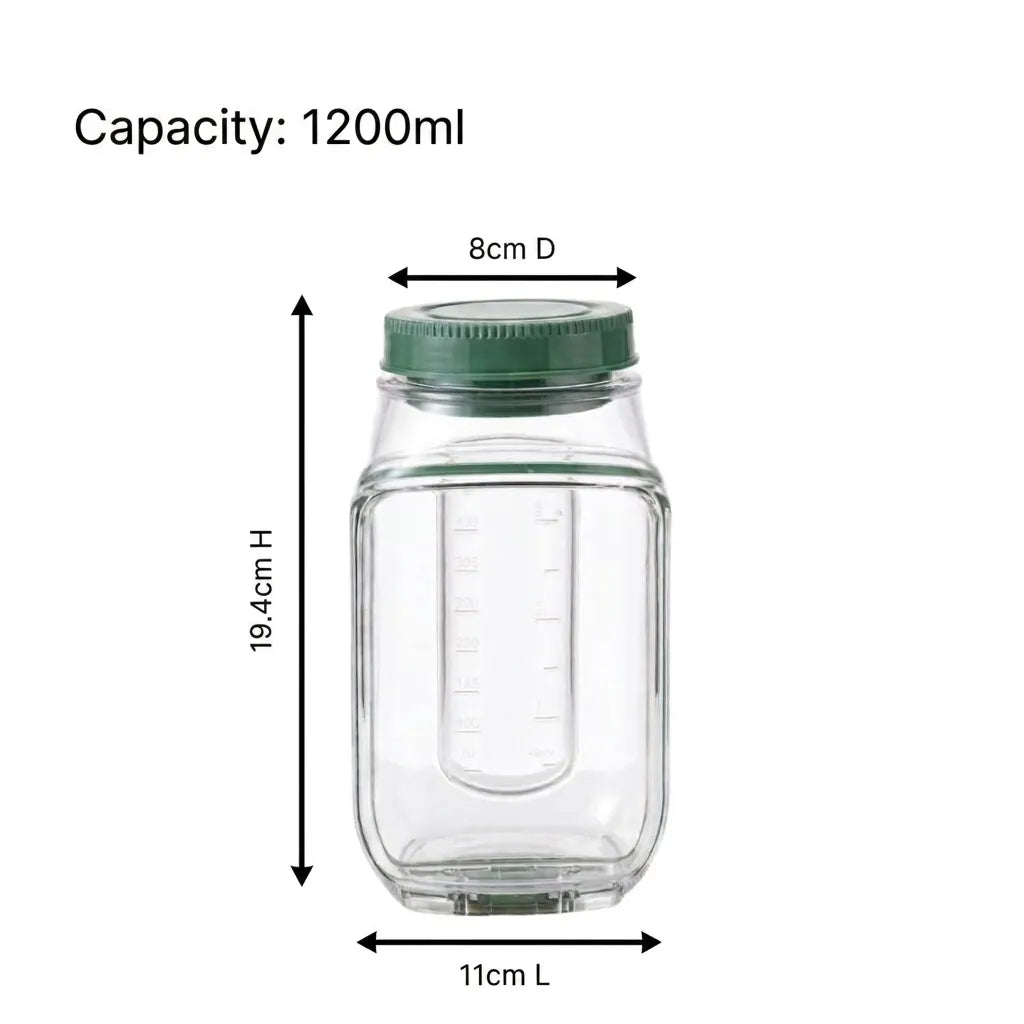 Portable 2 In 1 Salad Jar 1200ml with Built-in Dressing Container