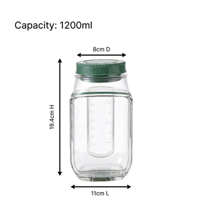 Portable 2 In 1 Salad Jar 1200ml with Built-in Dressing Container